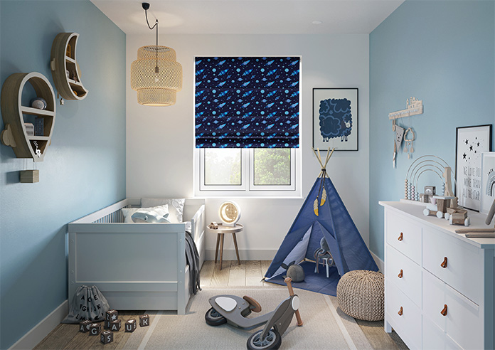 Rocket Adventure, Cosmic Blue - Twist&Fit Roman Blind - Image 8
